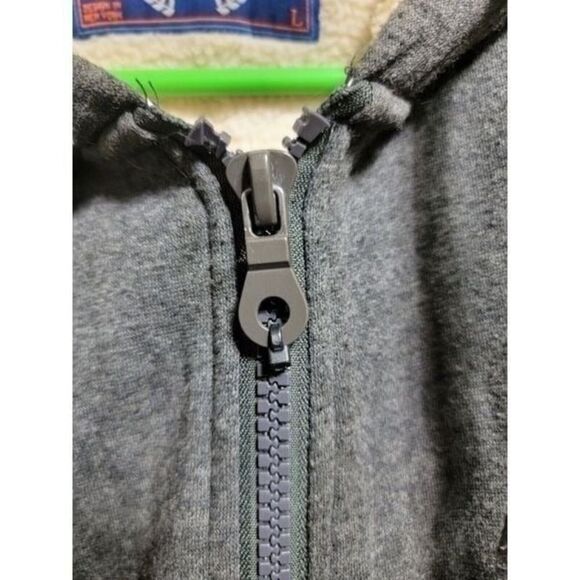 U.S Life Men's Gray Hooded Zip Up Fleece Lined Insulated Sleeves SZ L #180 - Picture 2 of 7